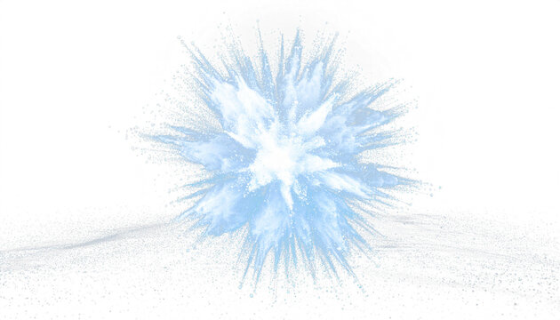 A dramatic burst of brilliant white and blue light exploding outward from a central core, radiating beams with particle sparks scattering into the darkness, isolated on transparent background, PND