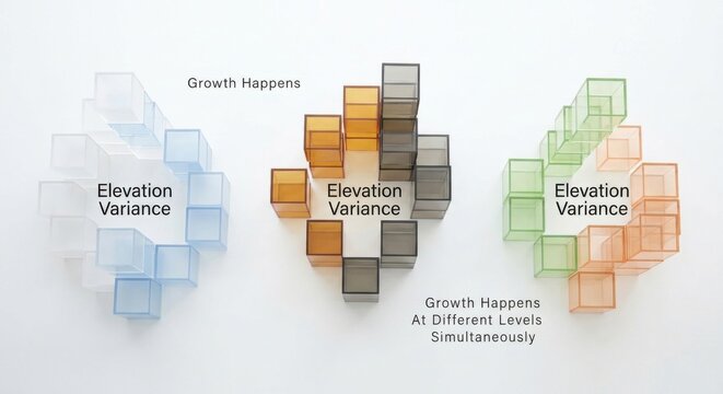 Stacked Acrylic Cubes Illustrating Growth and Elevation Variance