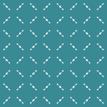 Seamless geometric pattern with white bones on teal background