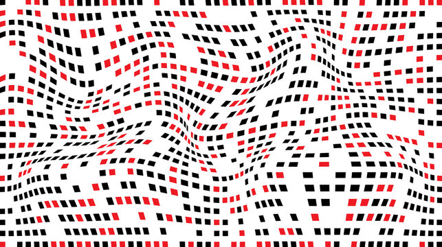 Abstract red and black rectangular wavy grid pattern with two tone, abstract
