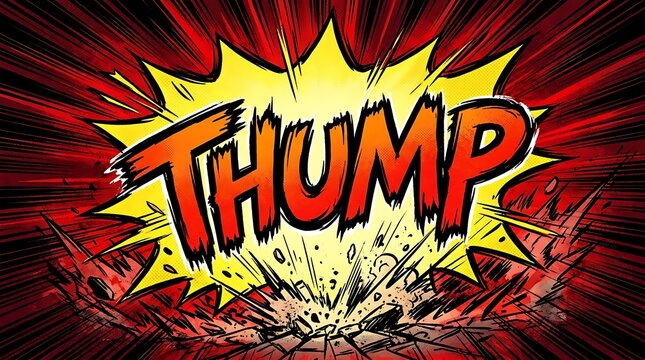 Comic book style action sound effect thump explosion background