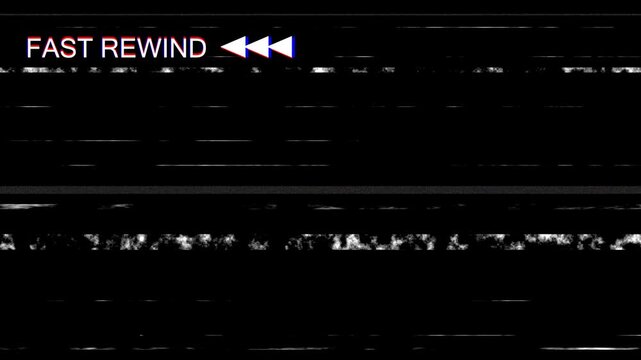 Vintage fast rewind vhs glitch effect with digital time code