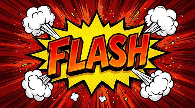Comic book style explosion speech bubble with the word flash