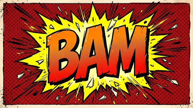 Comic book explosion speech bubble with bam text effect