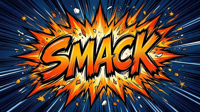 Comic book style explosion with the word smack in bold letters