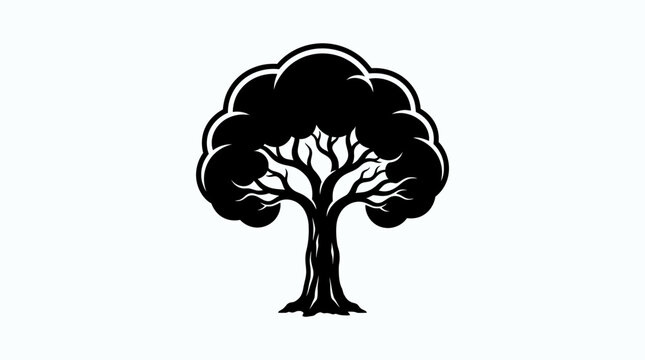A strong dark tree silhouette stands proudly displaying extensive branches and dense foliage symbolizing growth nature harmony conservation life stability enduring legacy permanent roots and