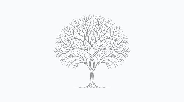 A magnificent hand drawn botanical symbol featuring sprawling branches and deep roots forming a complete symmetrical living organism symbol representing nature family growth and enduring strength