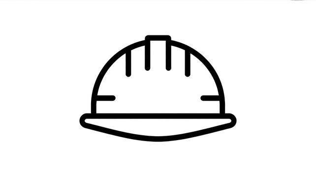 Simple black line icon of a construction safety hard hat