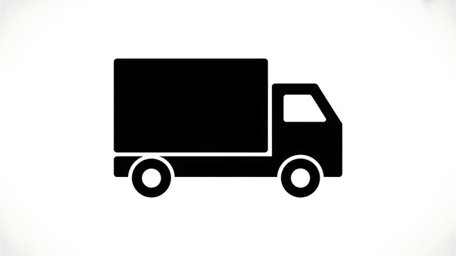 Black delivery truck icon for shipping and logistics