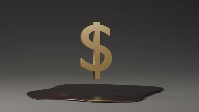 Oil wealth concept where an Oil barrel spins and vanishes, then reappears as a gold dollar coin, symbolizing Oil value turning into gold. Ideal for finance and gold investment.