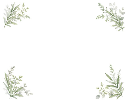 Mixed foliage four corner watercolor frame