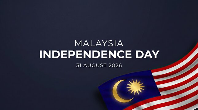 Simple Malaysia merdeka independence day banner layout with national flag wave and text space August 31 celebration concept country patriot emblem state holiday web header poster template vector backg