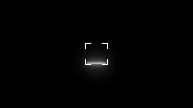 Neon shine fingerprint biometric scanning and scanner icon animation isolated on black background