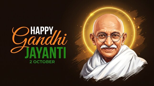 Mahatma Gandhi Portrait Greeting Banner for Gandhi Jayanti Celebration on October 2