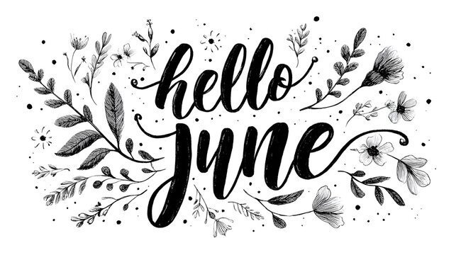 hello june floral handlettering with botanical sketches