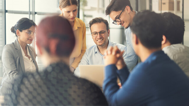 Discussing ideas during a meeting