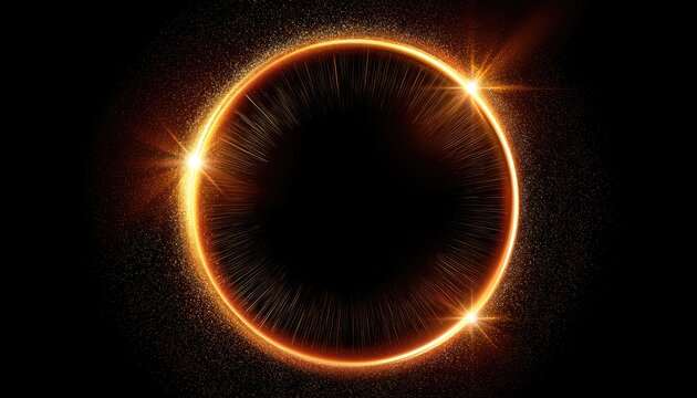 Fiery ring of light encircles a dark void, radiating energy and stellar dust