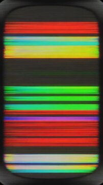 Retro Monitor Glitch Noise Screen Vertical Motion Background　レトロなモニター画面にノイズが走る縦型背景素材動画