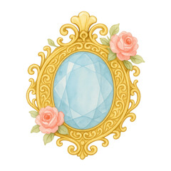 Obraz premium PNG Elegant vintage frame with gemstone.