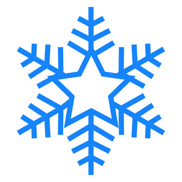 Tiempo de Navidad. Icono con dibujo sencillo con l&iacute;neas de un copo de nieve con estrella para su uso en felicitaciones y tarjetas