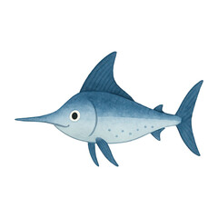 Naklejka premium PNG Cute cartoon swordfish illustration.