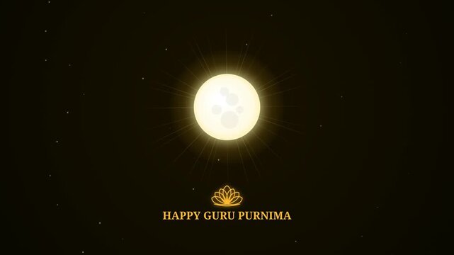 Glowing Full Moon with Lotus Icon Guru Purnima Greeting
