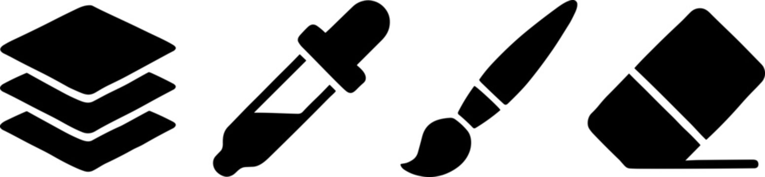 Graphic design editing tool icons. Set of digital editing icons for software interface design