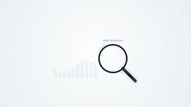 Data Mining Magnifying Glass Scanning Animation Light Background
