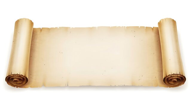 Old vintage paper scroll isolated on white background