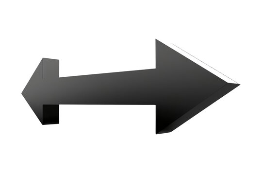 Black two way horizontal arrow pointing left and right isolated on transparent background