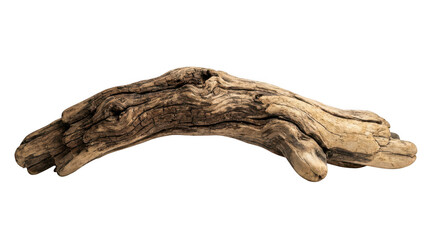 Fototapeta premium Old weathered piece of driftwood isolated on transparent background
