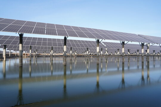 Solar photovoltaic panels on the wate