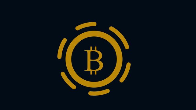 Golden Bitcoin logo glowing on dark background for cryptocurrency finance animation