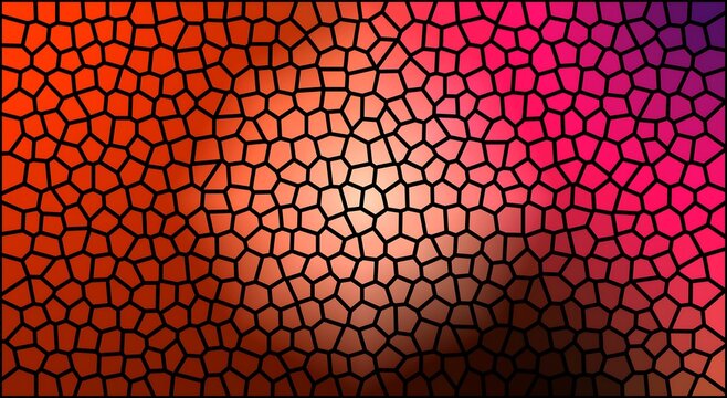 Vibrant geometric pattern with irregular polygons in gradient warm tones with hexagonal