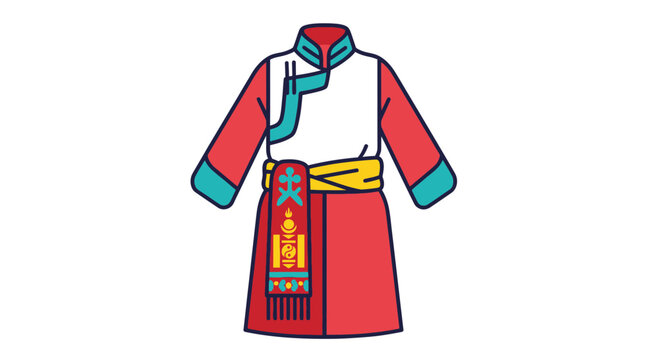 Traditional Mongolian Deel Clothing Icon