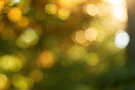 Golden and green bokeh lights creating a dreamy, abstract natural backdrop