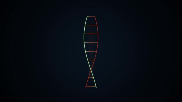 Abstract line drawing of a vertical elongated leaf shape on dark background