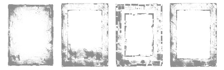 Obraz premium Collection of distressed vintage frames with weathered textures on a transparent background.
