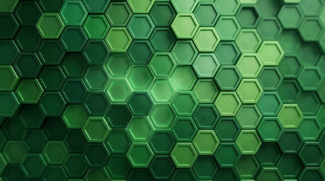 Green Hexagonal Patterns with Glossy Surface and 3D Effect