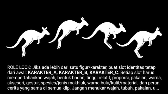 White kangaroo silhouettes in jumping motion.