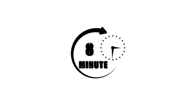 8 minute timer countdown motion with circular arrow for presentations and productivity clock time management