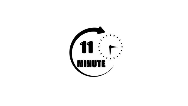 11 minute countdown timer animation with rotating clock for presentations and timed tasks 11 minutes