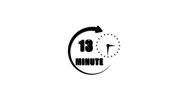 13 minute countdown timer animation with rotating circular arrow for time management and productivity presentations