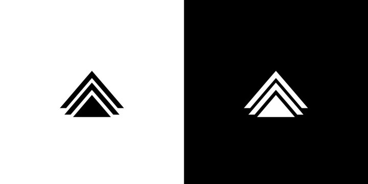 Minimalist triple triangle chevron logo set.