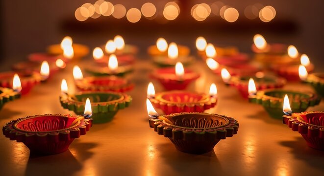 Diwali festival of lights with traditional diyas