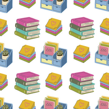 Back to school theme, hand drawn seamless pattern with school supply, education concept.