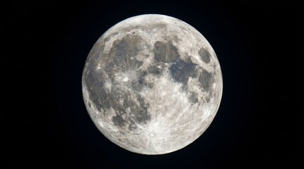 Fototapeta premium Bright Full Moon Against Dark Night Sky Illuminating Stars