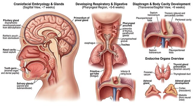 Human Embryonic Development Pharyngeal Respiratory Digestive Diaphragm Anatomy Diagram