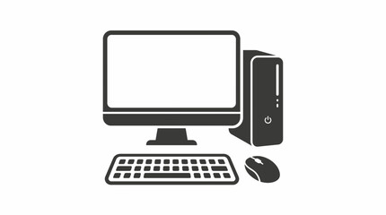 Fototapeta premium Complete desktop computer setup icon representing modern digital work, office productivity, and essential technology for remote or on-site business operations