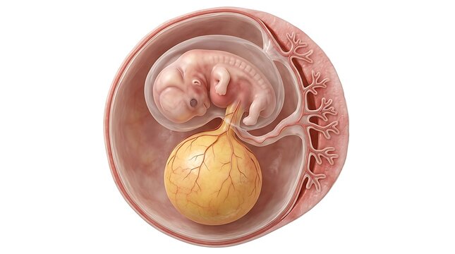 Human Fetus Inside Amniotic Sac With Placenta And Umbilical Cord